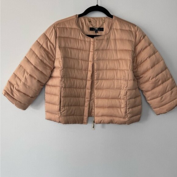 Elisabetta Franchi Peach Quilted Crop Coat - Size 46 (US 10) - Picture 8 of 16